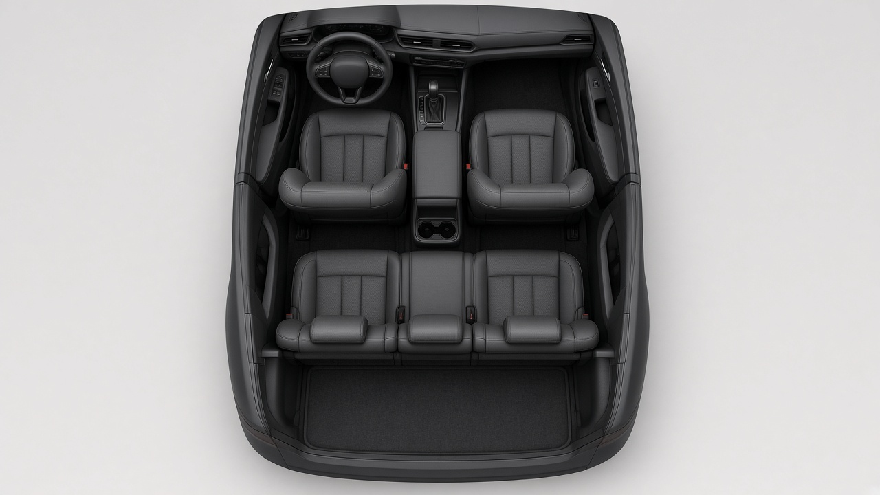 Top-down view of car cabin